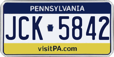 PA license plate JCK5842