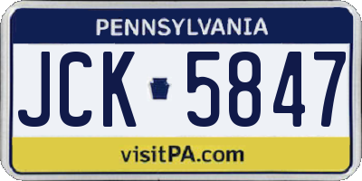 PA license plate JCK5847