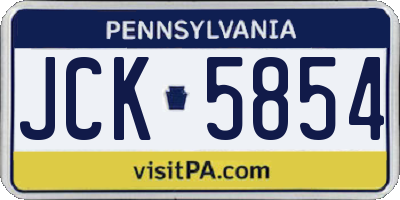 PA license plate JCK5854