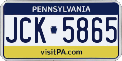 PA license plate JCK5865