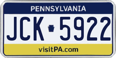 PA license plate JCK5922