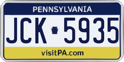 PA license plate JCK5935