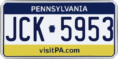 PA license plate JCK5953