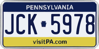 PA license plate JCK5978