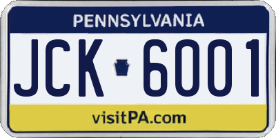 PA license plate JCK6001