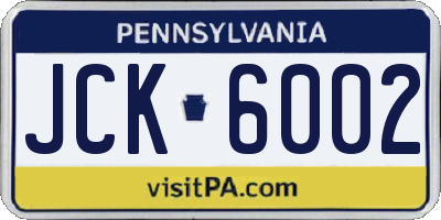 PA license plate JCK6002