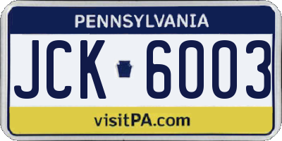 PA license plate JCK6003