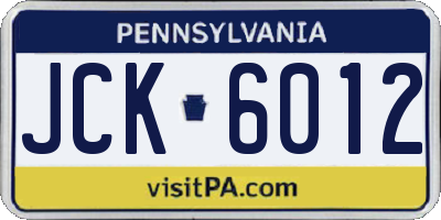 PA license plate JCK6012