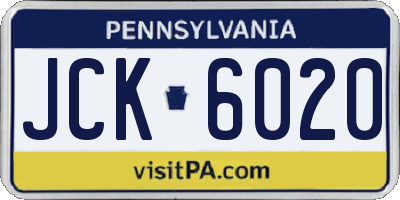 PA license plate JCK6020