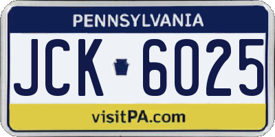 PA license plate JCK6025