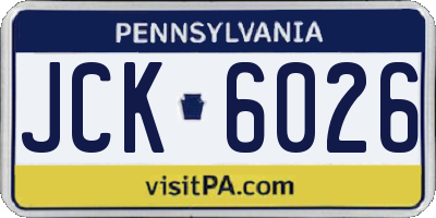 PA license plate JCK6026