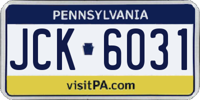 PA license plate JCK6031