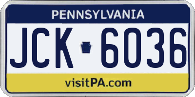 PA license plate JCK6036