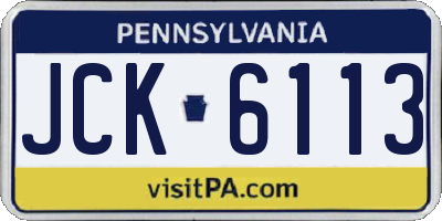 PA license plate JCK6113