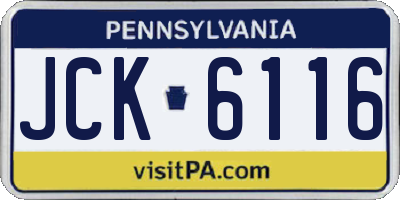 PA license plate JCK6116