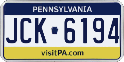PA license plate JCK6194