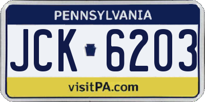 PA license plate JCK6203