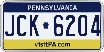 PA license plate JCK6204