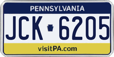 PA license plate JCK6205
