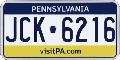 PA license plate JCK6216