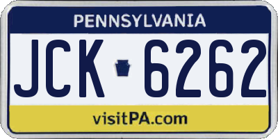 PA license plate JCK6262