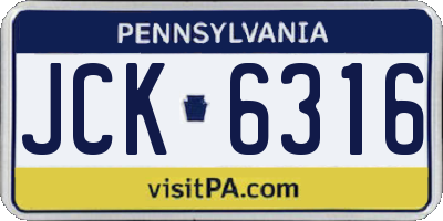 PA license plate JCK6316