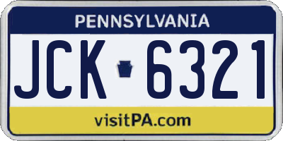 PA license plate JCK6321
