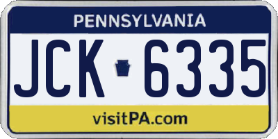 PA license plate JCK6335