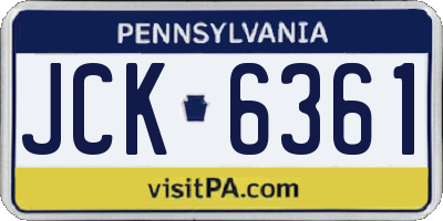 PA license plate JCK6361