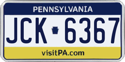 PA license plate JCK6367