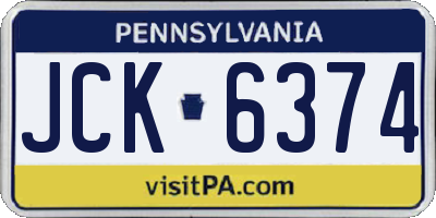PA license plate JCK6374