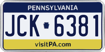 PA license plate JCK6381