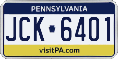 PA license plate JCK6401