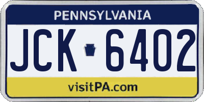 PA license plate JCK6402