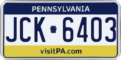 PA license plate JCK6403