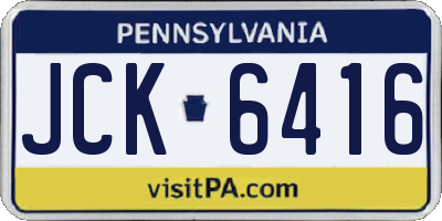 PA license plate JCK6416