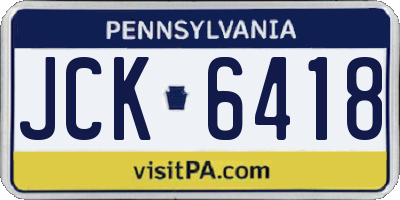 PA license plate JCK6418