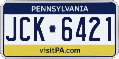 PA license plate JCK6421