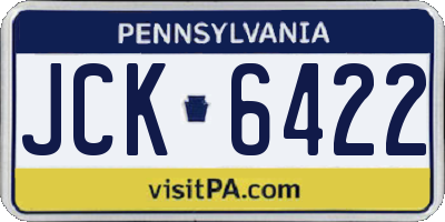 PA license plate JCK6422