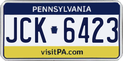 PA license plate JCK6423