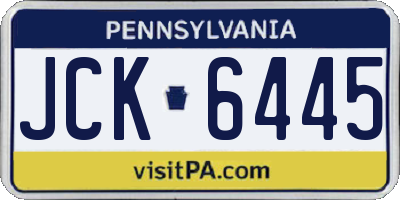 PA license plate JCK6445