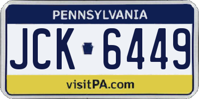 PA license plate JCK6449