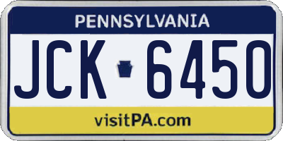 PA license plate JCK6450