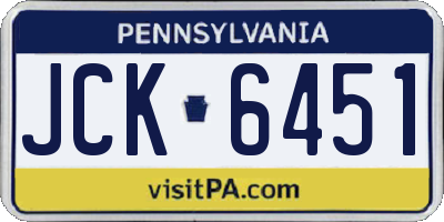 PA license plate JCK6451