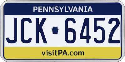 PA license plate JCK6452
