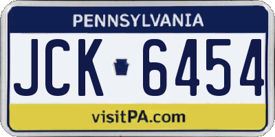 PA license plate JCK6454