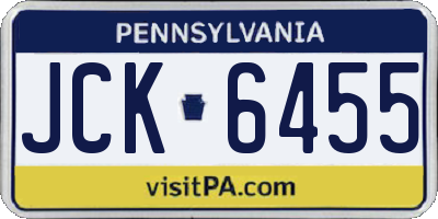 PA license plate JCK6455