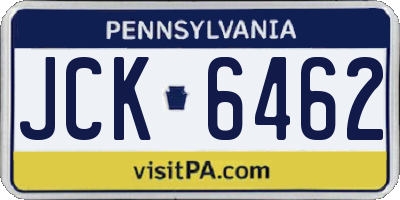PA license plate JCK6462
