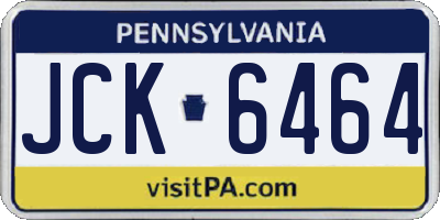 PA license plate JCK6464