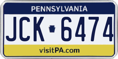 PA license plate JCK6474